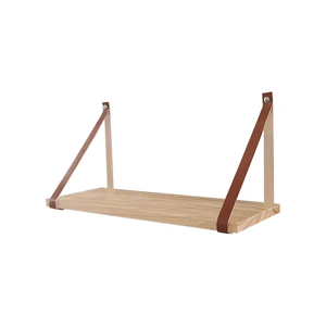 Étagères de rangement flottantes murales suspendues en bois Étagère à livres avec bracelet en <span class=keywords><strong>cuir</strong></span> - Product Image 3