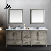 Mars Villa Meuble-lavabo intégré moderne 24 pouces étroit pour salle de bain d'hôtel avec miroir LED mural résistant à l'eau et gain de place