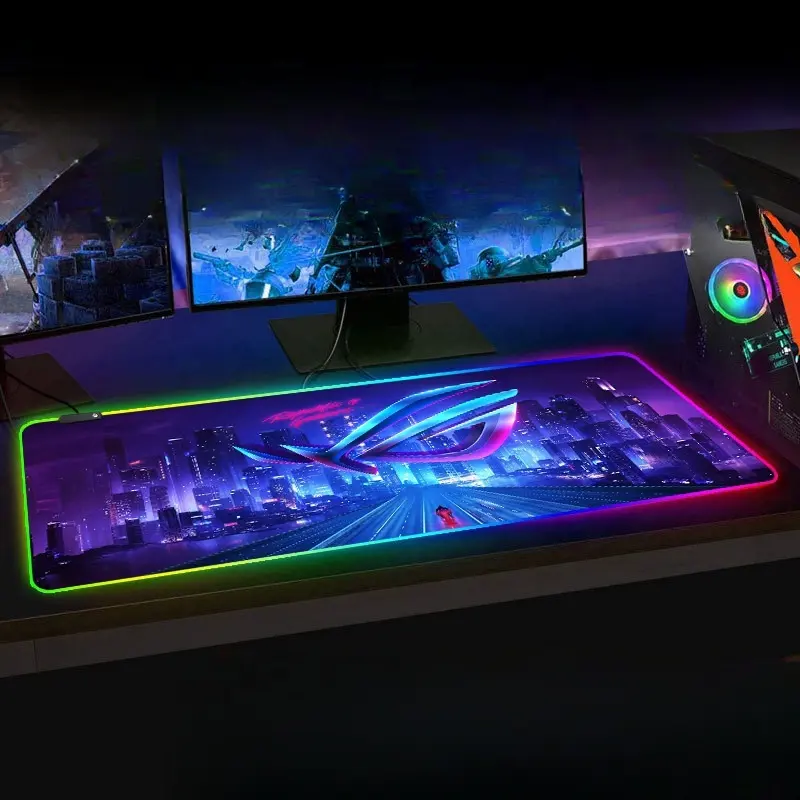 Tùy chỉnh cao su chơi game Phụ kiện LED Light up mở rộng lớn chuột bàn phím Pads RGB máy tính bàn lớn Mousepad Mat Logo Gamer