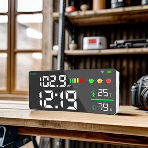 Reloj <span class=keywords><strong>Despertador</strong></span> de Pared con Detector de Sonido HD, Medidor de Ruido en Decibelios, Medidor de Temperatura y Humedad - Product Image 5