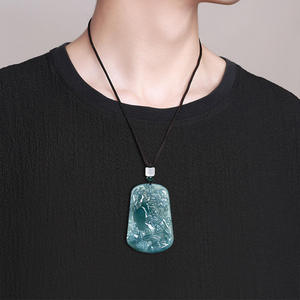 Pendentif en jade naturel bleu aquatique, style chinois, design original, cadeau avec certificat d'évaluation SS01 - Product Image 4