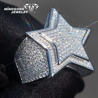 Bague personnalisable en argent S925 et or massif (10K/14K) Moissanite VVS Iced Star Style Hip-hop pour hommes et femmes