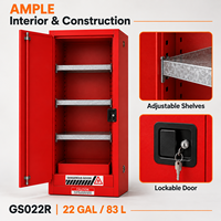 Armoire de sécurité pour produits inflammables 83L (22 gallons) en acier rouge avec 3 étagères réglables pour fournisseur B2B mondial