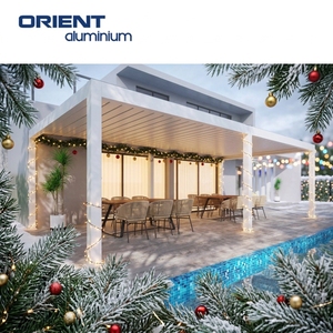 Toiture de terrasse sur mesure en aluminium, pergola extérieure, auvent de terrasse, panneau de toiture de terrasse en aluminium <span class=keywords><strong>avec</strong></span> portes coulissantes en verre - Product Image 5