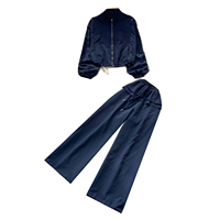 Ensemble pantalon large et veste zippée à manches longues pour femme, style décontracté, idéal pour l'automne