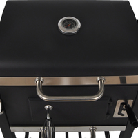 Barbecue à charbon de bois NL Premium moderne avec revêtement en poudre, chariot à roulettes, table latérale pliable, pour usage domestique et fêtes, barbecue extérieur