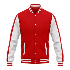 plain button up custom women's baseball jackets red white college students uniform