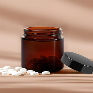 Envases Cosméticos al por Mayor, Tarro de Crema Cosmética de Plástico PET Ámbar Mate de 3oz-16oz con Tapa de Rosca Blanca/Negra para Loción - Product Image 5