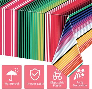 Paquete de 3 <span class=keywords><strong>Manteles</strong></span> Desechables Impermeables de Plástico con Diseño de Serape Mexicano a Rayas, 54x108 Pulgadas, Fáciles de Limpiar, Personalizables <span class=keywords><strong>para</strong></span> <span class=keywords><strong>Fiestas</strong></span> y Bodas - Product Image 6