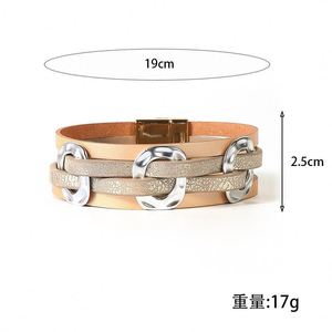 Pulsera de Cuero PU, Estilo Viral en Redes Sociales, Estándar Europeo, Regalo Metálico para Mujer, Retención de Color Técnica - Product Image 1