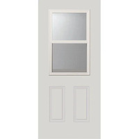 Portes extérieures pré-assemblées en fibre de verre à double vitrage pour maisons, portes d'entrée extérieures avec volets roulants et mini stores