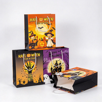 Sac cadeau d'Halloween en papier, motifs citrouille et chauve-souris, pour bonbons, friandises, snacks, sacs de collecte de bonbons, designs variés, logo personnalisé, vente en gros