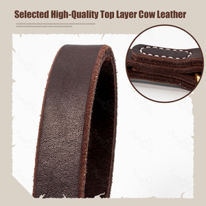 लक्जरी वास्तविक चमड़े की सेवा कुत्ते ने मजबूत पट्टा प्रशिक्षण पालतू पालतू जानवरों के कॉलर्स को लीश - Product Image 2