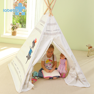 trendy children morden premium <strong>white</strong> wooden indoor play kids tent <strong>teepee</strong> - Product Image 5