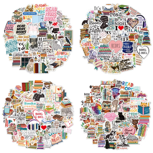 In Stock 50Pcs Wholesale Price Waterproof Label Custom Sticker Decorative Laptop Luggage Cute Cartoon Reading Sticker