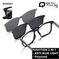 Lunettes de soleil magnétiques durables TR90 pour hommes, UV400 polarisées, protection pour la pêche, intérieur/extérieur, anti-lumière bleue, jeu sur ordinateur, charnière à ressort