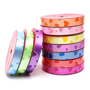 Factory supplier wedding gift decorative solid color heart printing pp Ribbon wedding Christmas party ballon decoration