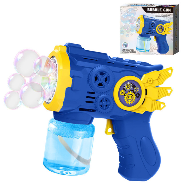 Customized Automatic Bubble Maker Gun Light up Multi-Hole Bubble Blaster with Solution Bottle for Kids