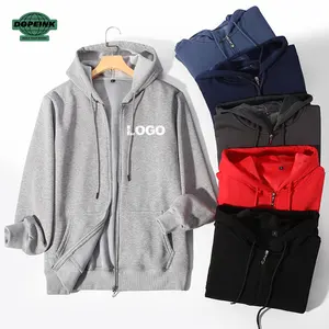 Felpa con cappuccio personalizzata con Zip in bianco da 350g/mq felpa con cappuccio oversize pesante Unisex invernale con stampa a sbuffo caldo con Zip