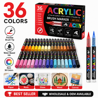 Lot de 36 marqueurs acryliques à base d'eau pour peinture sur roche, loisirs créatifs, verre, bois, toile – Vente en gros, fournisseur OEM