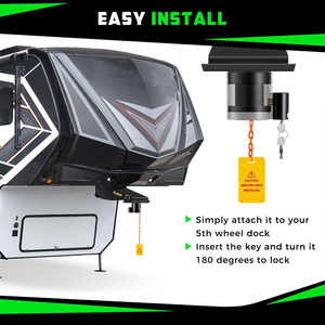 Blocco Perno Centrale AMBITION in Acciaio Nero Rinforzato con Etichetta Antifurto per Rimorchi a Quinta Ruota/Semirimorchi/Camper/Container - Product Image 5