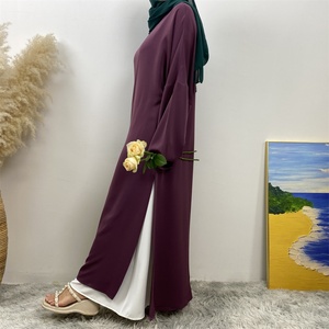 6809+2194 #   Fabricante de Abayas ChaomengFashion, Abaya Cerrada de Color Sólido con Aberturas Laterales y Falda a Juego, Conjunto de Dos Piezas - Product Image 3