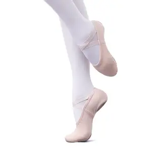 Zapatos planos de Ballet para niñas, calzado de tela plegable de alta calidad, 4 lados, suave, de lona elástica, para baile, venta al por mayor