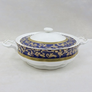 Juego de 75 piezas de vajilla de porcelana fina de alta calidad con diseño de incrustaciones doradas y logotipo personalizado - Product Image 2