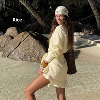 Ensemble décontracté de plage pour femme - Robe deux pièces en imitation coton et lin anti-UV Été 2026