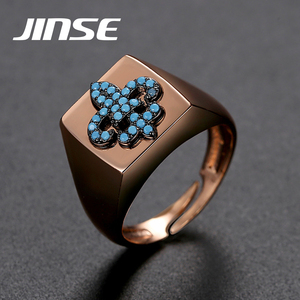 JINSE จัดทําข้อเสนอเสร็จกวาดล้างทองที่กําหนดเองเพชรฮิปฮอปผู้ชายผู้หญิงปรับเพทายแหวนที่มีสีสันชุบแหวนกีฬา - Product Image 1