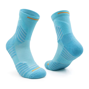 Chaussettes de sport pour hommes en coton respirant avec revers antidérapants, motif jacquard, logo personnalisé, tricotées, pour la course et le basketball - Product Image 4