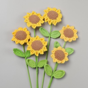 Flor artificial de girasol de lana tejida a crochet, hecha a mano, transfronteriza, regalo para el Día del Niño, Día del Maestro, ramo de Año Nuevo, decoración - Product Image 1