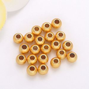 Lisheng Jewelry Gold Metal Beads Round Loose <b>Spacer</b> Beads For DIY Jewelry Making Bracelets Necklaces Accessories - Product Image 1