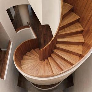 Villa interna in ferro battuto scala design loft led scala a chiocciola in legno con pannello laterale ringhiera dalla fabbrica foshan - Product Image 4