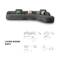 Nouvel arrivage de meubles de Villa, tissu italien moderne et confortable, canapé de luxe en forme de L, canapé sectionnel, ensemble de canapé de salon