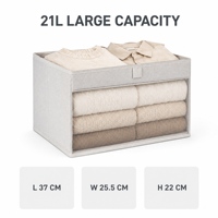 Boîte de rangement pliable personnalisée en tissu non tissé avec fenêtre visuelle en maille et panneau gris de 2,0 mm pour le rangement en vrac des garde-robes domestiques
