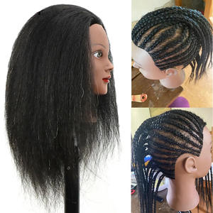 Tête de mannequin en cheveux humains brésiliens non Remy pour femmes noires, taille 52 cm, pour la formation professionnelle en <span class=keywords><strong>coiffure</strong></span>, la coupe de cheveux, <span class=keywords><strong>le</strong></span> tressage, l'<span class=keywords><strong>afro</strong></span> - Product Image 3