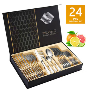ชุดมีดสเต็กตะวันตก 24 ชิ้น พร้อมส้อม ช้อน มีดผลไม้ ทำจากสแตนเลส 1010 สำหรับงานเลี้ยงอาหารค่ำ - Product Image 1