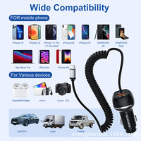 SUNDA Chargeur de voiture à câble spiralé 51W 1A1C PD3.0 à charge rapide pour téléphones mobiles – Vente chaude