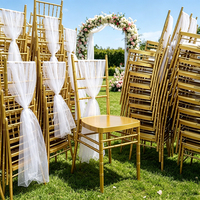 Chaises de mariage en gros, empilables, pour hôtels, banquets, événements, chaises Chavari dorées en vrac
