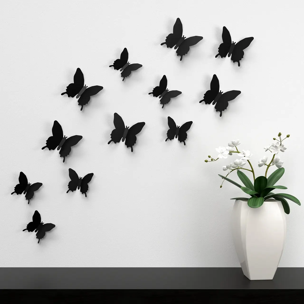 Good Quality 3D Coated Paper Beautiful Butterfly Wall Sticker Decorative Wall Art For Bedroom