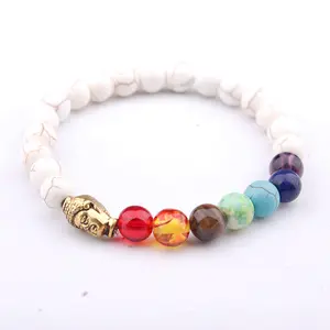 Personalizado 7 Chakra Buddha Mala Beads Moda Pulseira Budista de Prata para Homens para Yoga e Presentes Fábrica Atacado Pulseiras