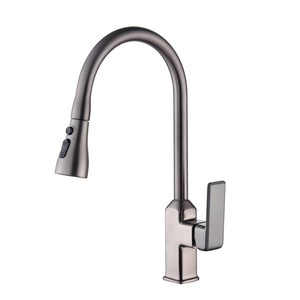 Pistola da <span class=keywords><strong>cucina</strong></span> rubinetti per acqua calda e fredda in ottone grigio, lavello estraibile, lavello e <span class=keywords><strong>soffione</strong></span> retrattile in stile moderno - Product Image 1