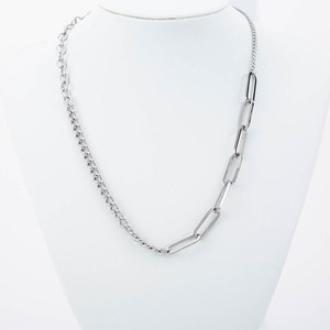 yunnique Geometric Multi <b>Chain</b> Spliced Necklace <b>Titanium</b> Steel Unisex Party Fashion Jewelry - Product Image 3