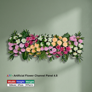 Panel de Flores Artificiales de Seda Premium, Mezcla de Tonos Pastel Atardecer, con Rosas Pom-Pom, 120cm, de Alta Densidad, Estilo Botánico - Product Image 3