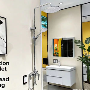 Kit <span class=keywords><strong>de</strong></span> <span class=keywords><strong>douche</strong></span> moderne chromé avec valve en laiton, porte-savon, sortie <span class=keywords><strong>d</strong></span>'eau à trois voies, barre coulissante, pour hôtels, villas et appartements, jet doux et fonction pause - Product Image 1