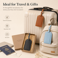 Étiquette de bagage promotionnelle en cuir PU avec logo personnalisé, étiquette de valise de voyage personnalisée avec cache de confidentialité pour cadeaux événementiels