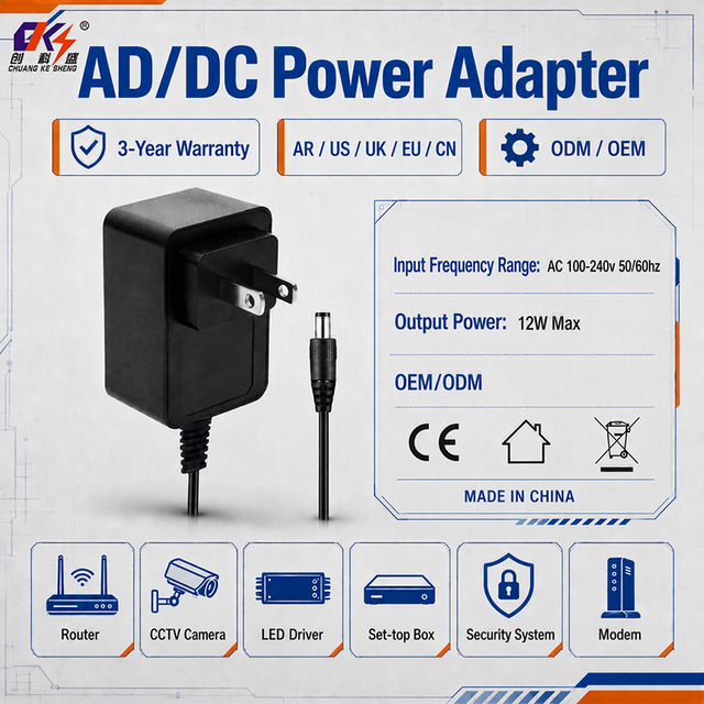 Factory Direct Supply Customizable Wall Mount Type AC DC Power Supply 12V 1A US Plug Power Adapter for Router STB Massage Pillow