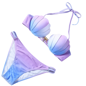 Wholesale Cute Micro <b>Bikini</b> Swimwear Set 2 Piece Patchwork Design Pearls Shell <b>Strings</b> Sexy Backless Breathable Polyester Big - Product Image 1