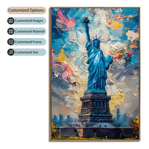 <span class=keywords><strong>Peinture</strong></span> sur toile de haute qualité représentant la Statue de la Liberté, <span class=keywords><strong>peinture</strong></span> au couteau, surdimensionnée, art mural personnalisé, portraits texturés au couteau - Product Image 2